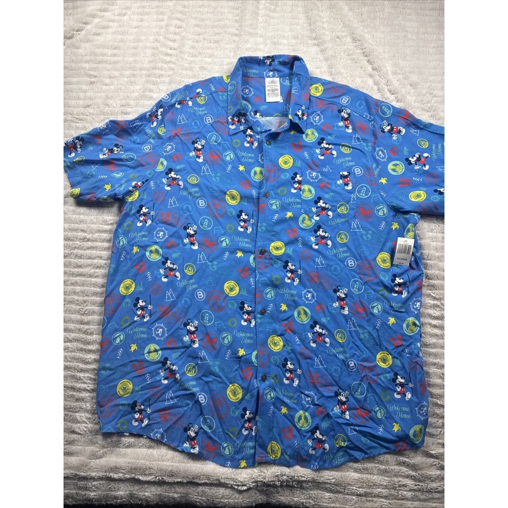 2022 Walt Disney World DVC Mickey Mouse Home Woven Camp Shirt Size XL NWT! Nice!